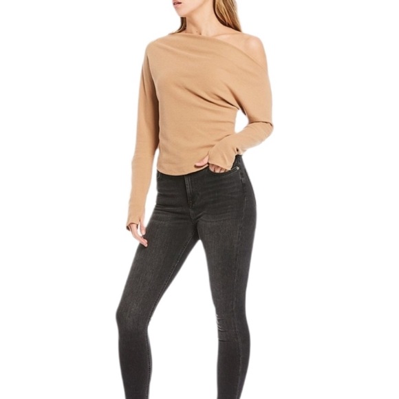 Free People We the Free Fuji Off the Shoulder Thermal Top, Camel Color, EUC - Picture 15 of 16